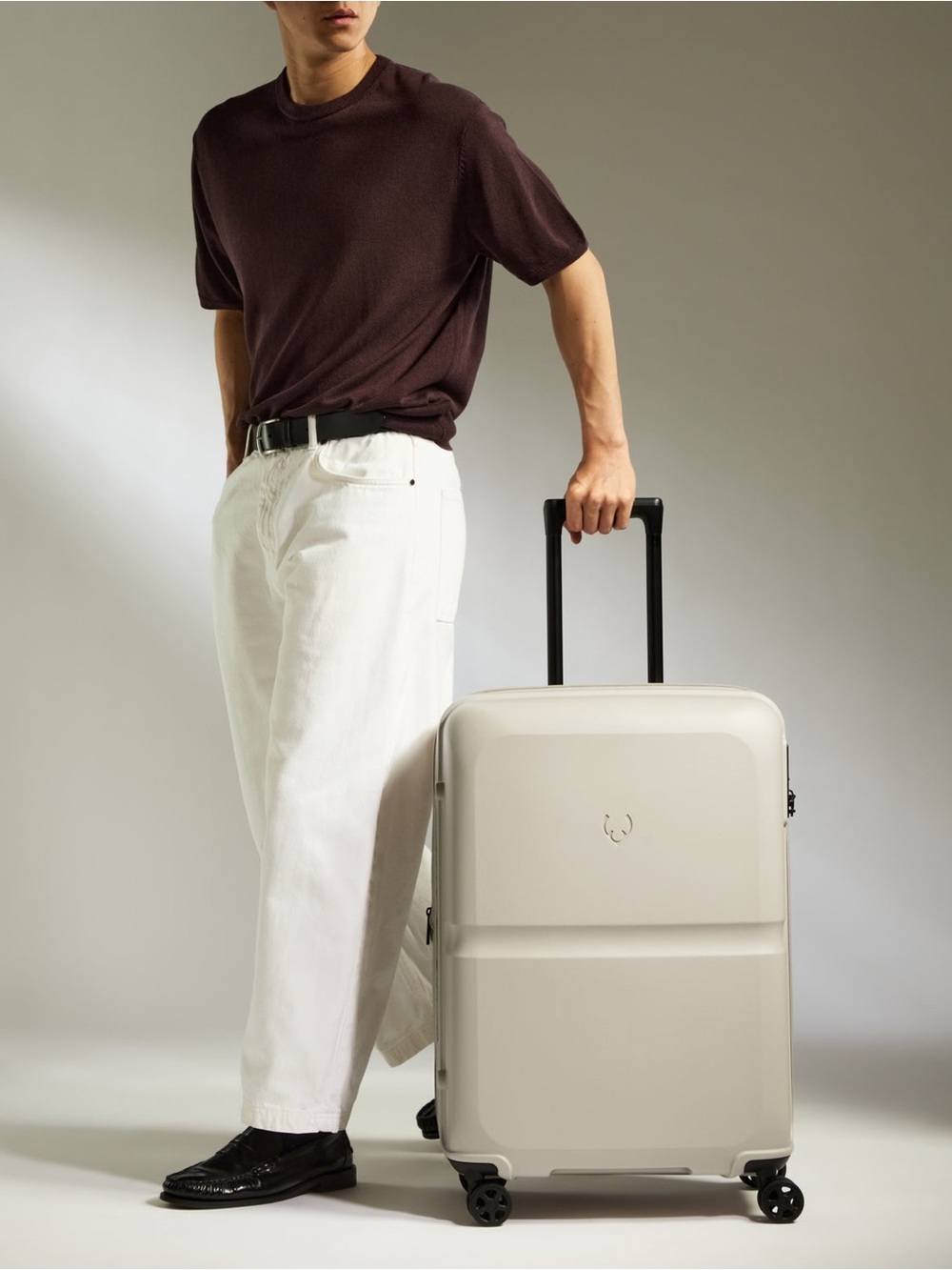 Antler Carry-On Luggage Warm Taupe Stripe Hardshell Spinner Suitcase Travel✈️ - Picture 6 of 16